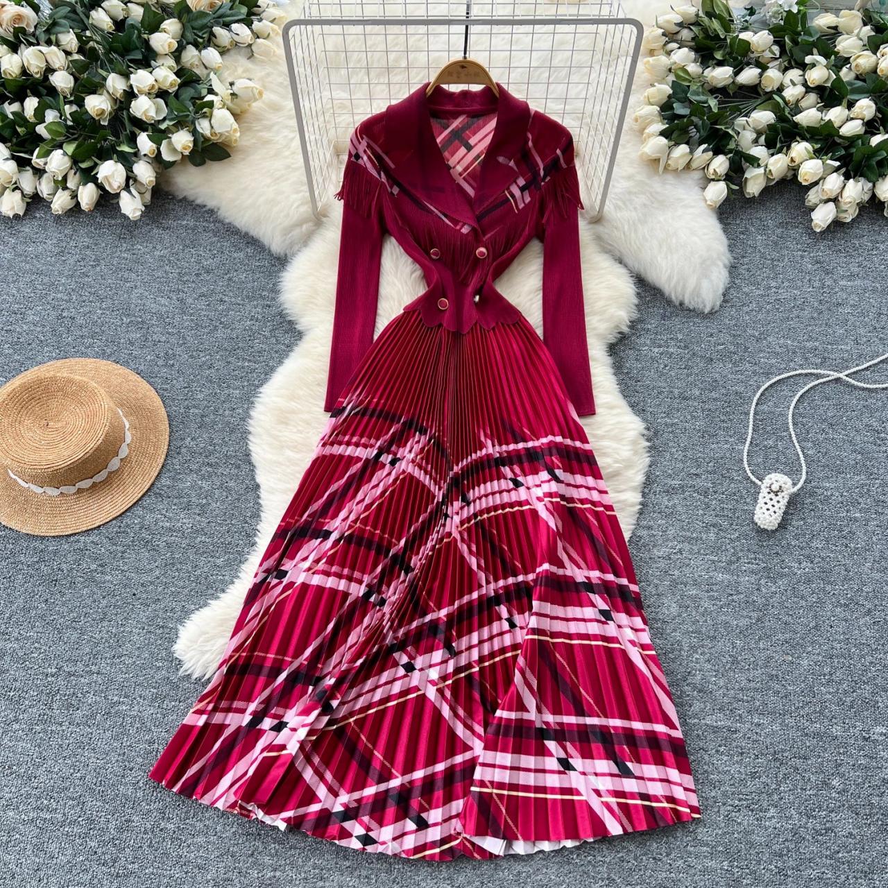 fitted lace wedding dress Thick Red Winter Wool Coat – DraculaClothing main image 1
