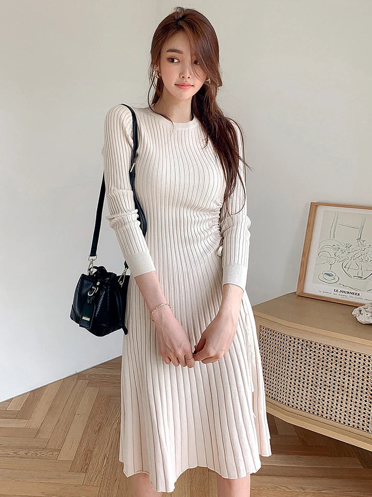 navy blue dress for baby girl Plaid Wool Dress, Winter Wool Dress, Midi Wool Dress, Long Sleeves Dress, A- line Wool Dress, Womens Wool Dress, Handmade Dress 2236# main image 1