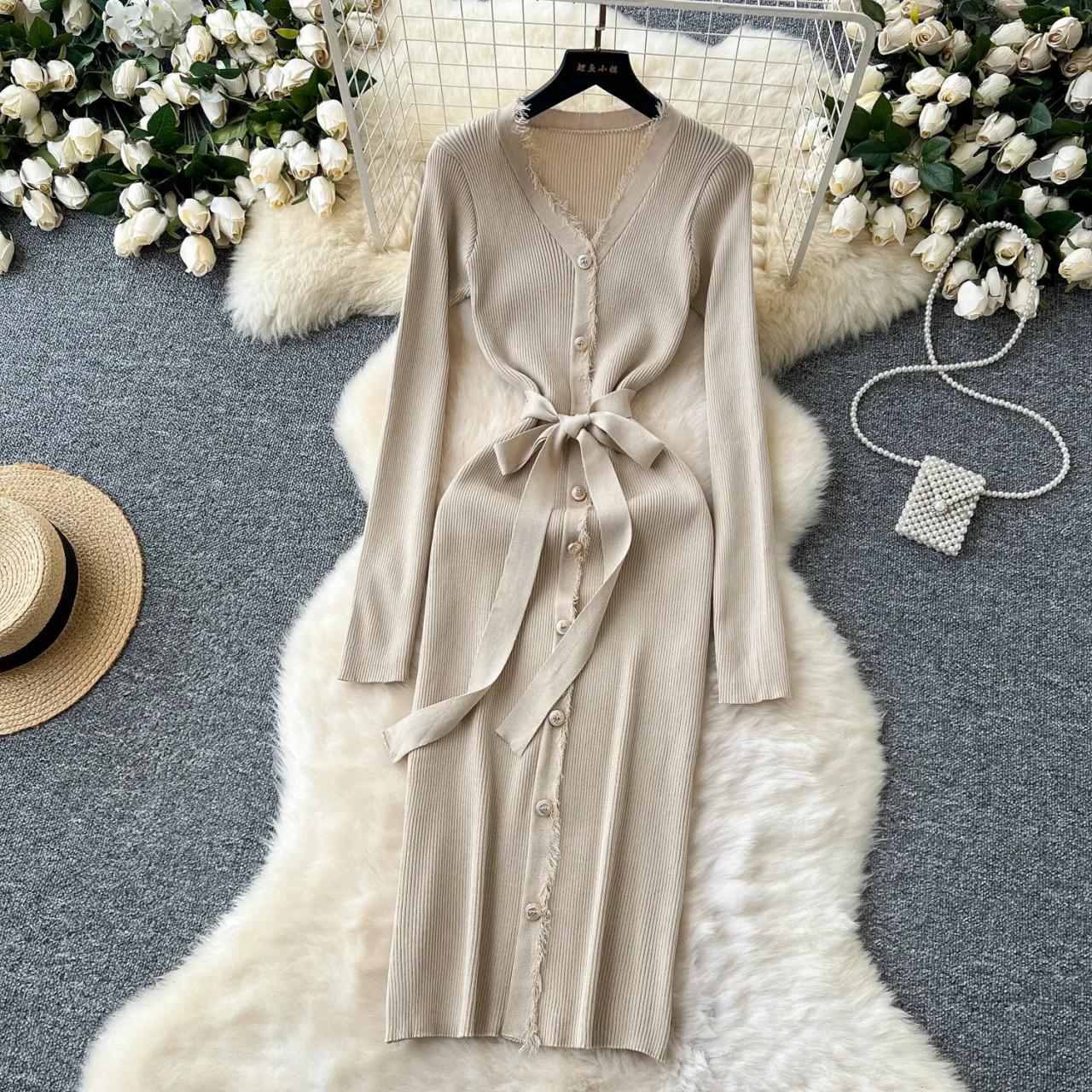 ruffled pointelle knit dress Milan Ruffle Collar Pointelle Knit Baby Sweater Dress (Organic Cotton), Cream / 6-12M