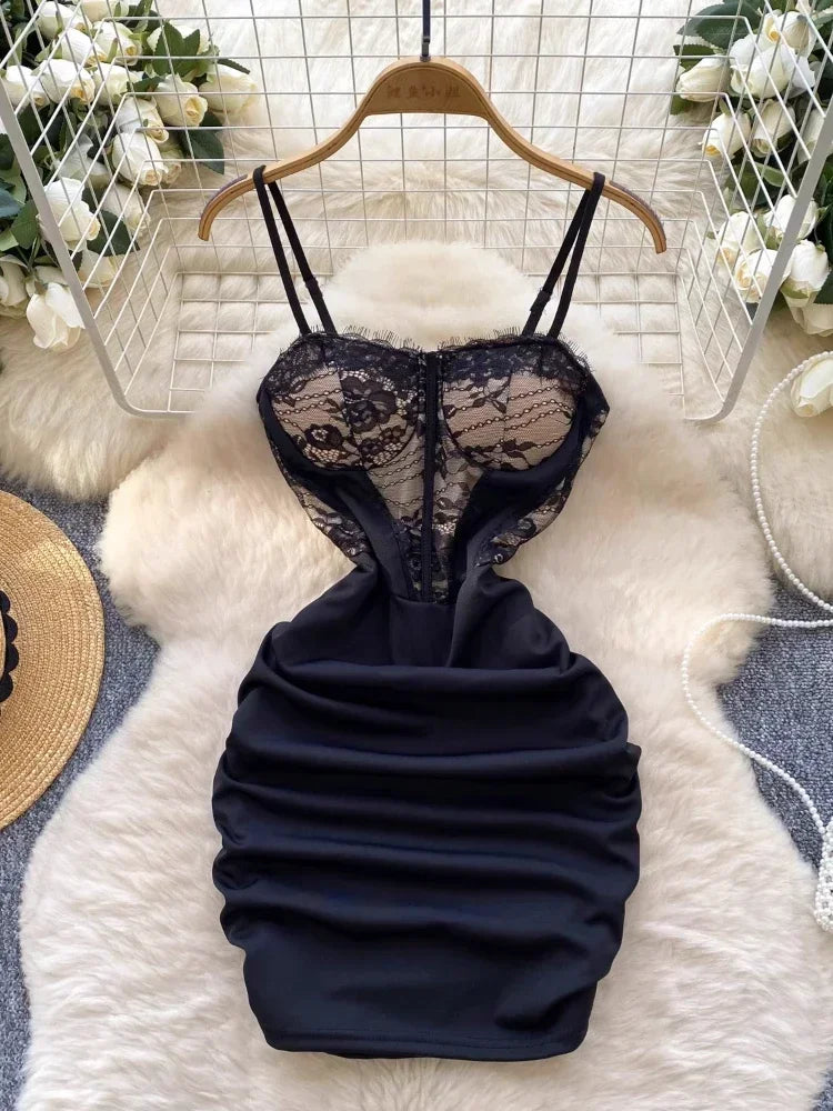 Lace Corset Black Dress Sleeveless Bodycon
