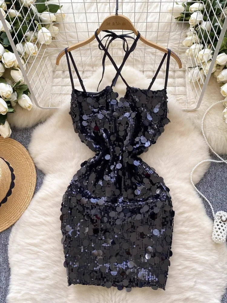 black sequin halter mini dress Celena Mini Dress | Pink | Womens main image 0