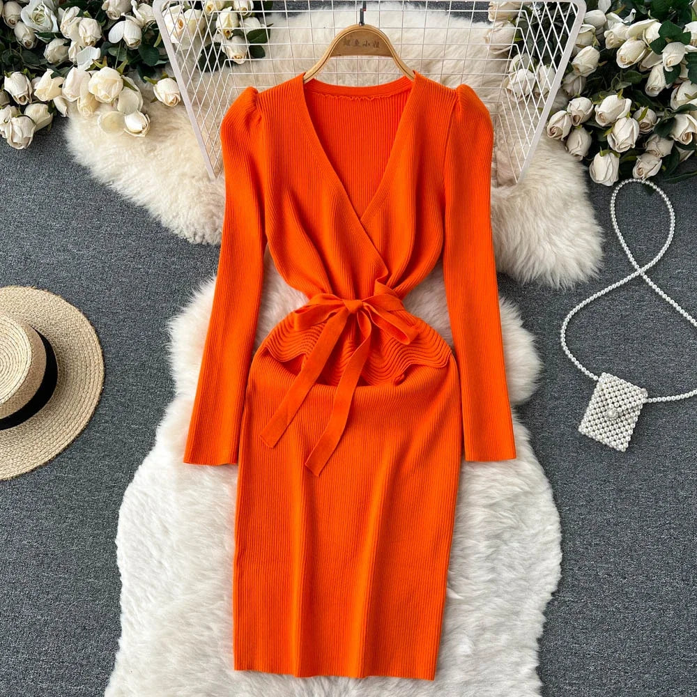 knit orange dress Fiorella Ombre Midi  Chic & Stylish  PEGASI Fiorella Ombre Knit Midi Dress
