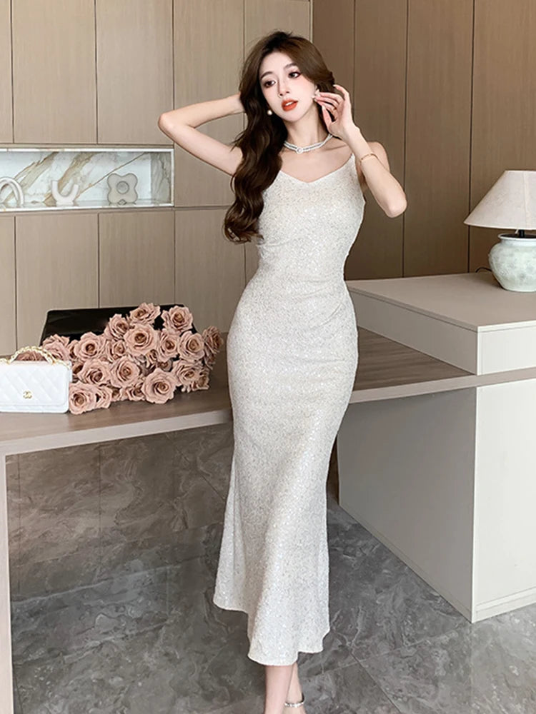 beige slit dress Shop Elegant Beige Long Dress with Slit main image 0