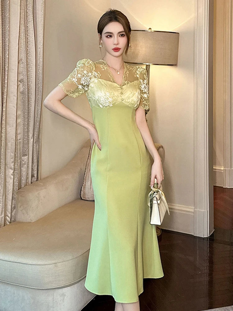 sachin and babi light blue dress Fabulous Lime Green Prom Dress SliverSequin Accent Flowy Open Leg  CorsetBack Tie main image 1