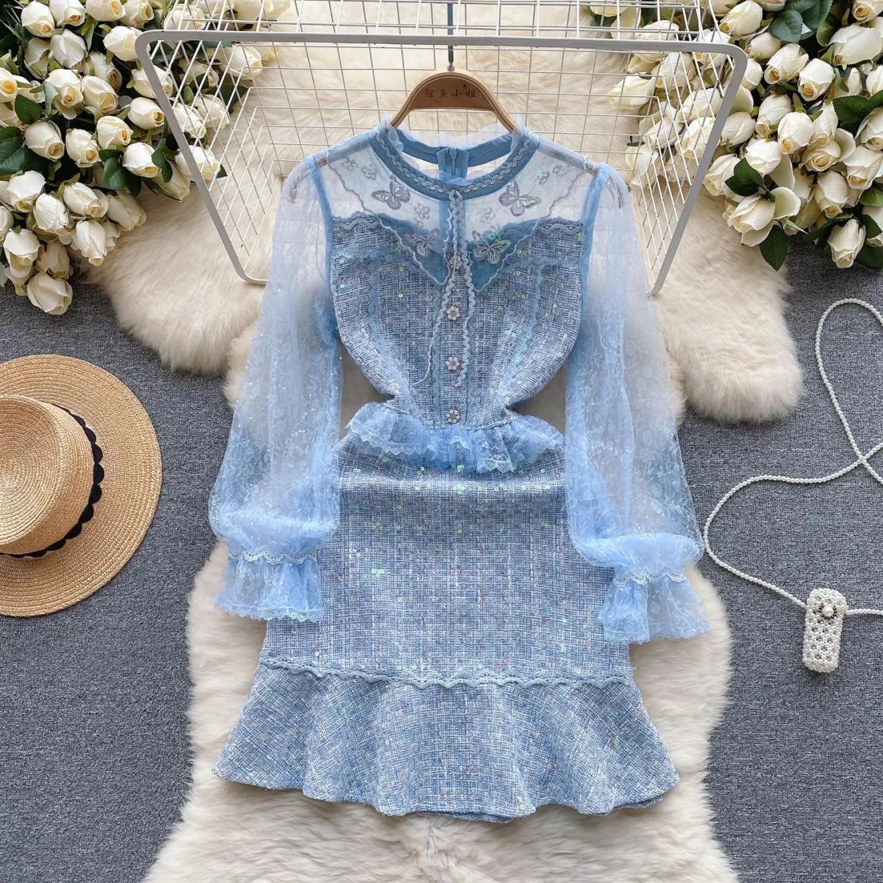 chinese dress ladies Navy Floral Lace Overlay Maxi Dress