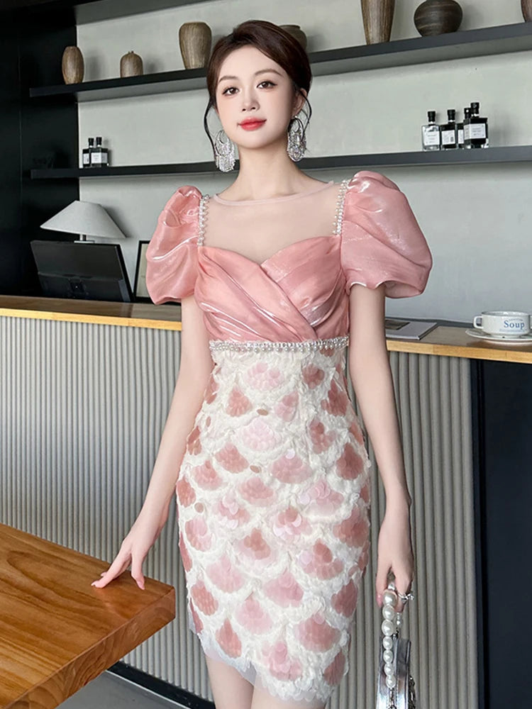 open lace back dress LVACI Flower Embellished Evening Dress Gown