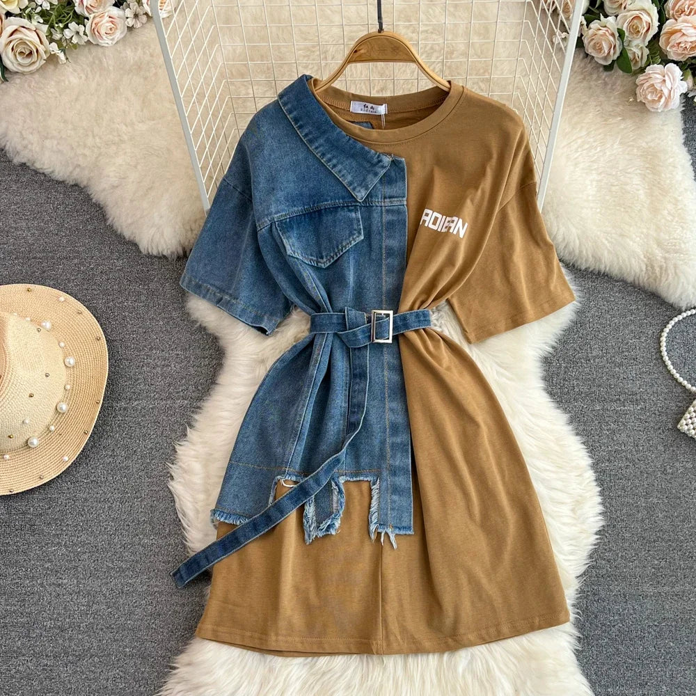 sachin and babi light blue dress Bulk Order Asymmetrical A-Line Midi Evening Dresses with Short Sleeves main image 1