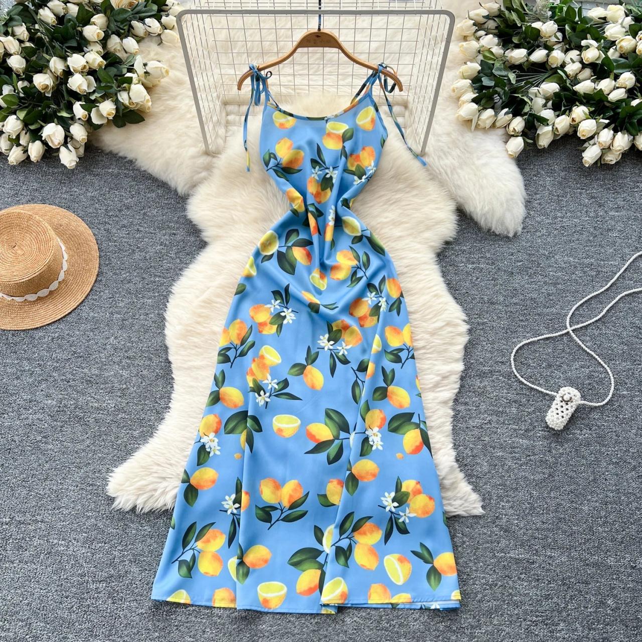 fitted lace wedding dress Fierce Lemon Print Asymmetric Ruched Maxi Dress – Club L London main image 1