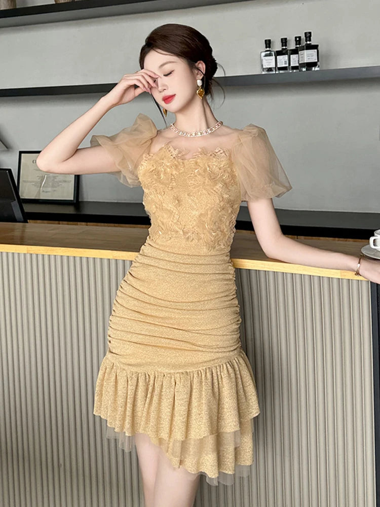 slim fit dress slacks Salma ONE SHOULDER RUFFLE DRESS main image 0