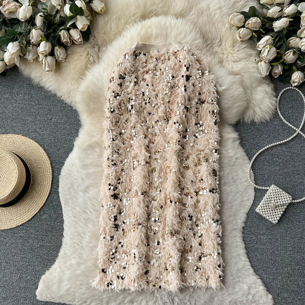 fluffy midi dress Soft fluffy Midi Dress with Cape Overlay L / Pink