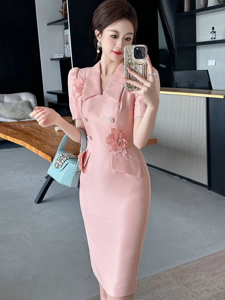 Pink Blazer Dress With Floral Accents on Luulla