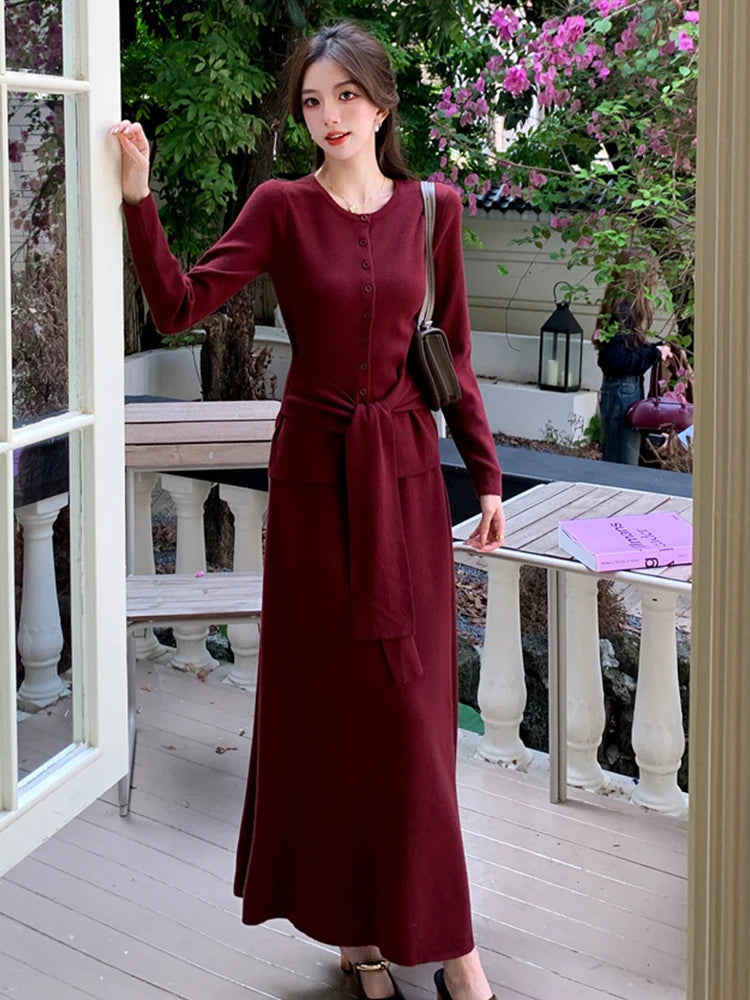 burgundy maxi knit dress boohoo Women's Tall Super Soft High Neck Knitted Maxi Dress in Burgundy