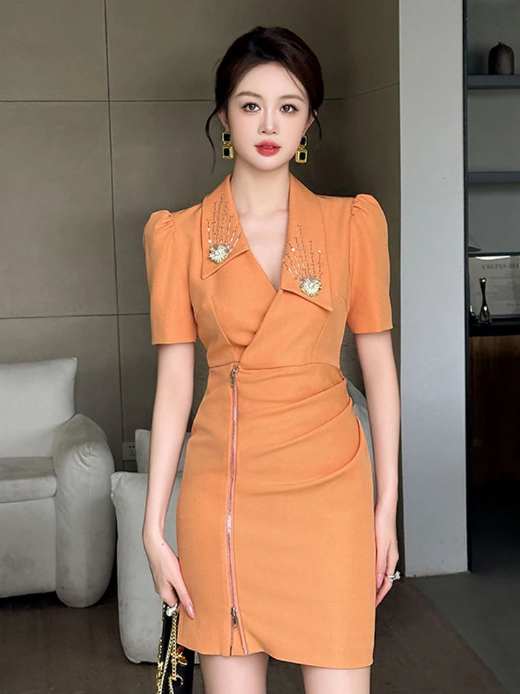 Summer Work Style Business Formal Short Dress Women Clothes Retro Chic Elegant Office Commute Short Sleeve Wrap Hip Vestidos Summer Work Style Business Formal Short Dress Women Clothes Retro Chic  Elegant Office Commute Sh on Luulla