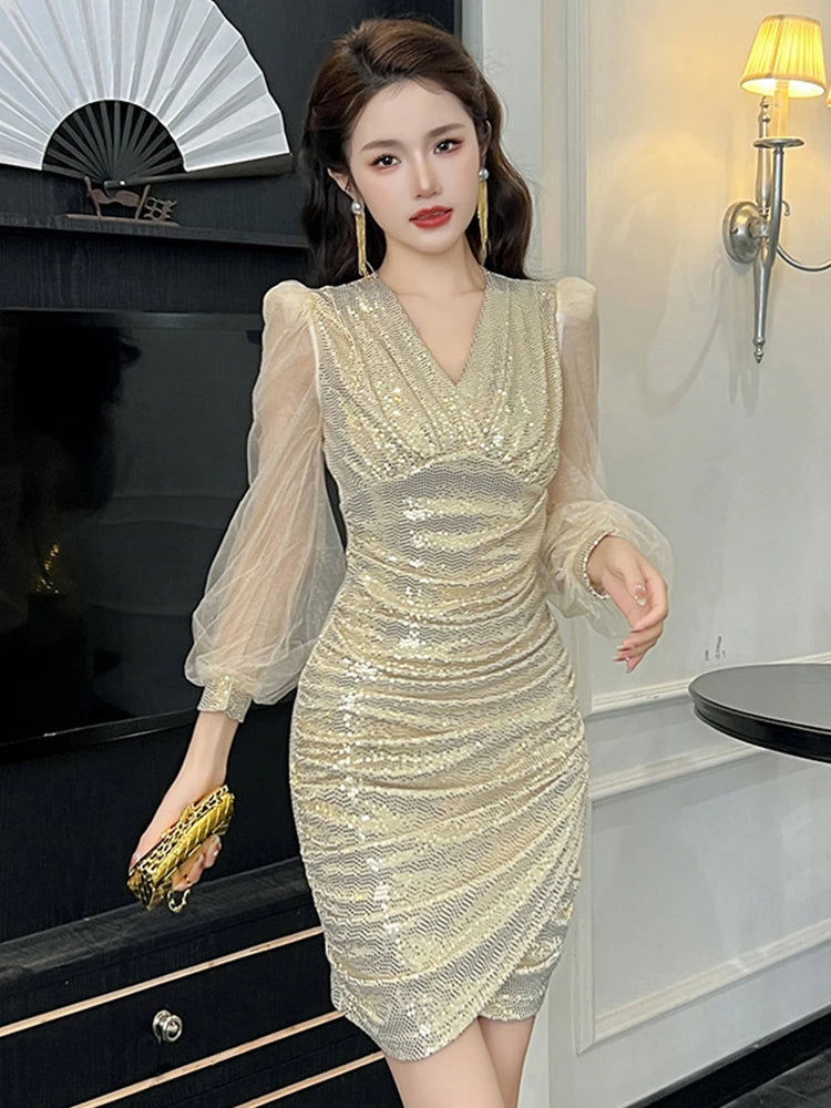 women's mesh dress long sleeve Sheer Plisse Long Sleeve Dress XS / Black