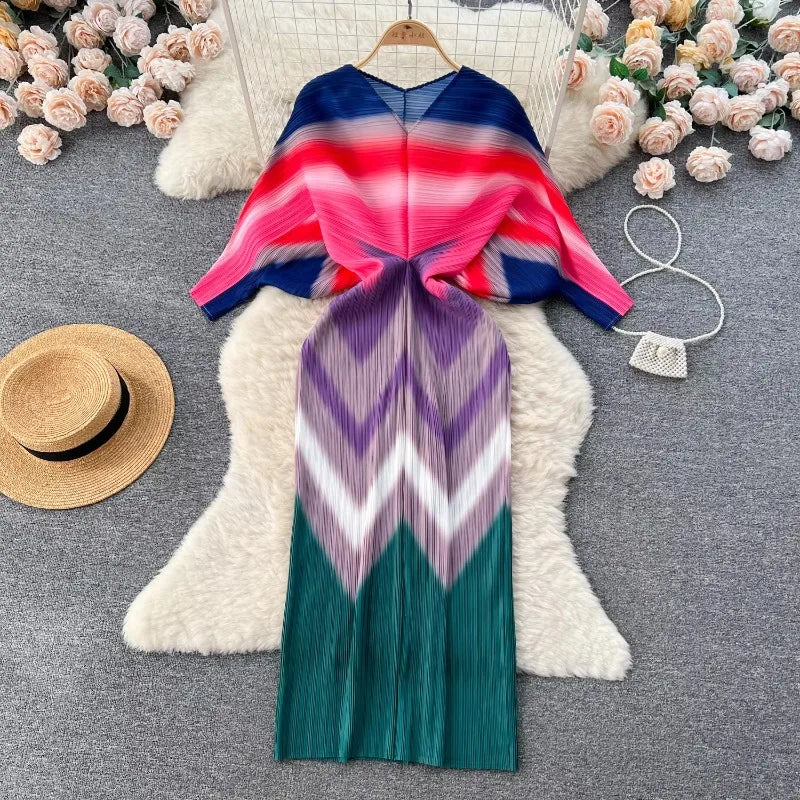 chevron pleated dress CHEVRON PLEATED COCOON DRESS  Dima Ayad