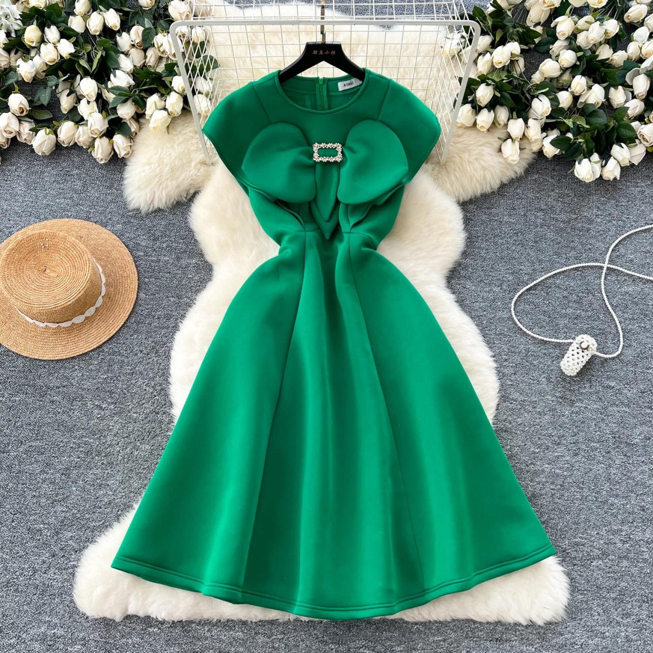 green emerald velvet dress Applique Satin Sleeveless Slit Gown by Ladivine KV1117 main image 1