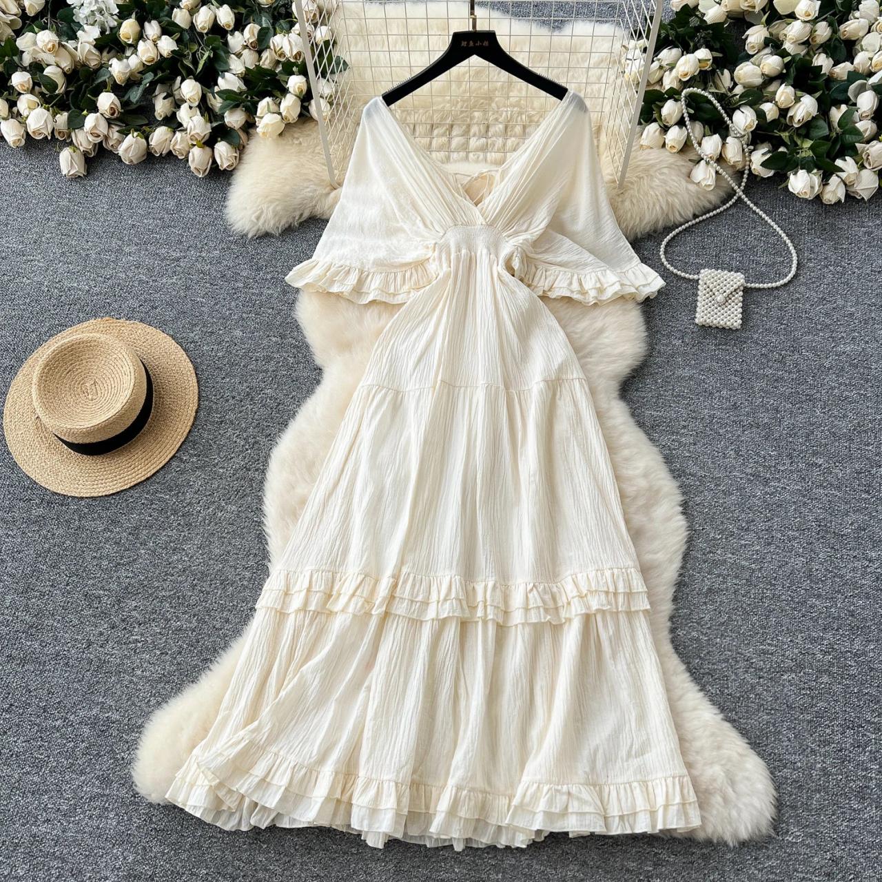flowy cream dress with sleeves Cream Floral Smocked Long Sleeve Maxi Dress
