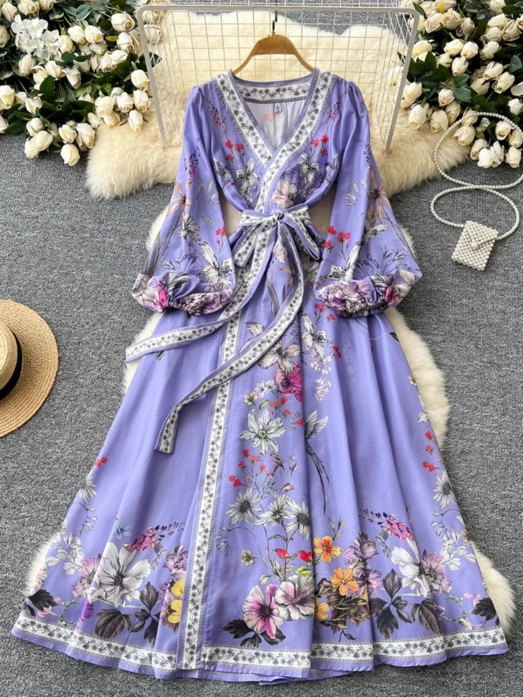 purple kimono dress Floral Purple Kimono Dress With Belted Waist