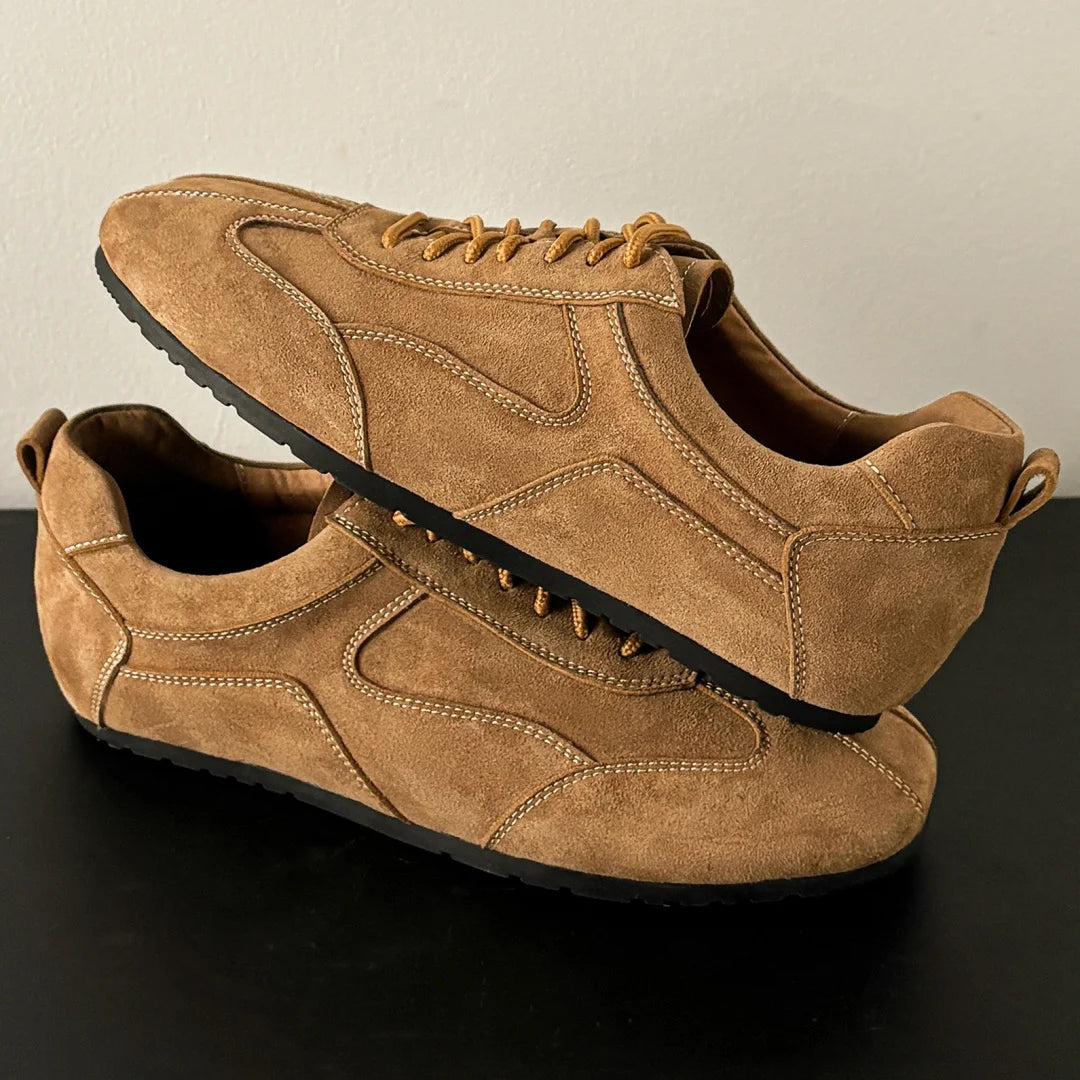 Mens Brown Suede Casual Lace-up Sneakers