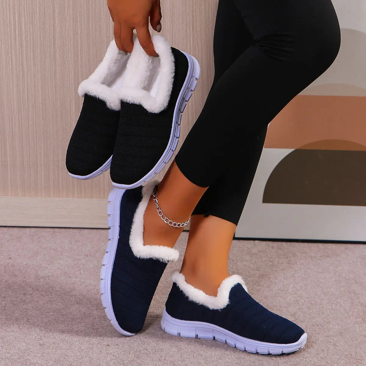 Womens Cozy Fleece-lined Slip-on Indoor Shoes on Luulla