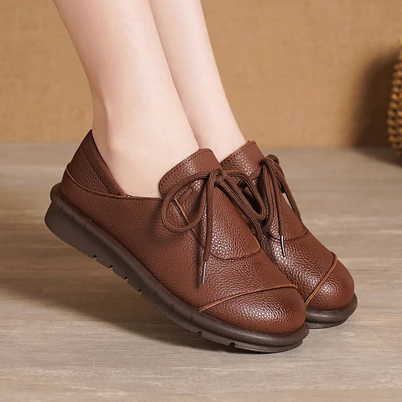 Womens Brown Leather Lace-up Comfortable Loafers on Luulla display picture 1