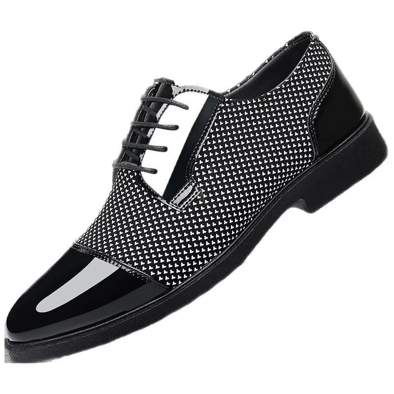 Mens Glossy Black Lace-up Dress Shoes