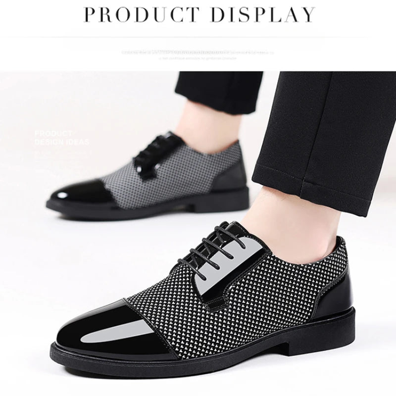 Mens Glossy Black Lace-up Dress Shoes on Luulla