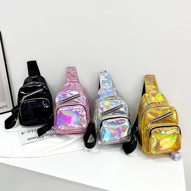 cheap holo mini backpack Holographic Mini Backpack With Adjustable Shoulder Strap on Luulla