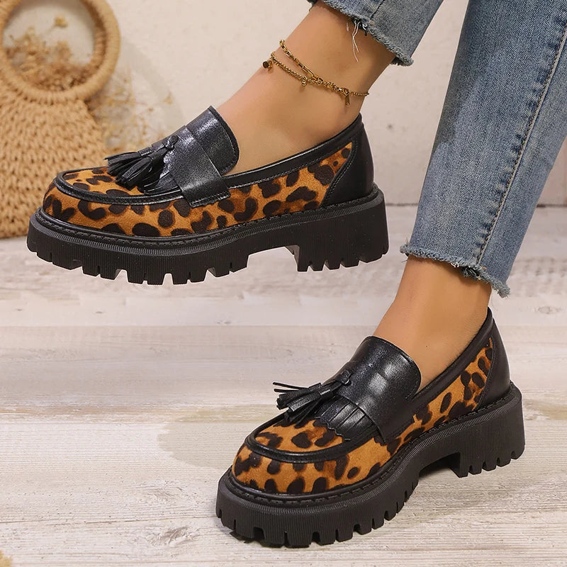 Leopard Print Chain-Trim Loafers - 31562790_60927199_600.jpg main image 3