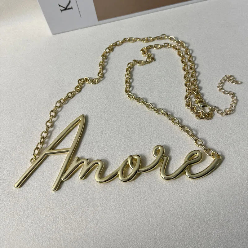 Gold Chain Waist Belt With Amore Script on Luulla display picture 2