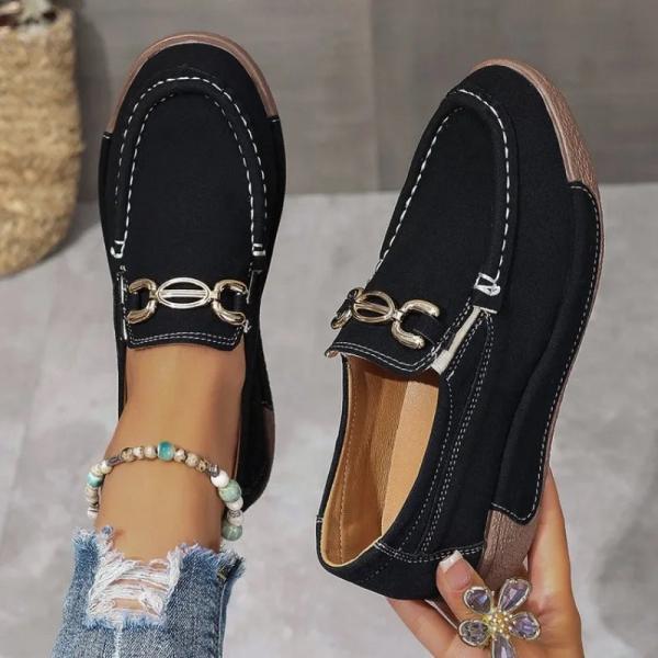 Sophisticated Black Leather Loafers with Metal Accent Handmade Black Leather Loafers: Mens Dress Shoes With Buckle  main image 4